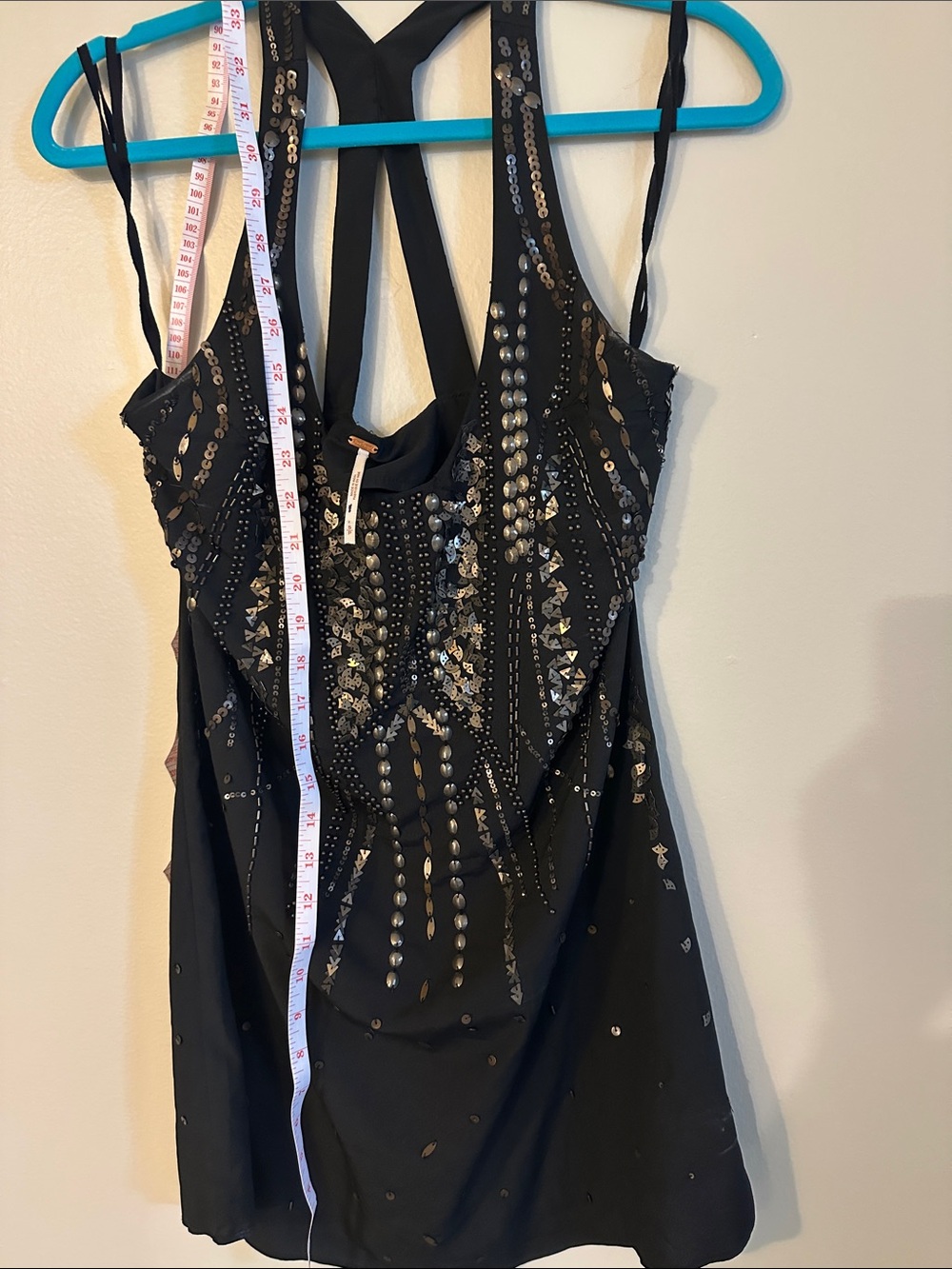 Free People Black Beaded Mini Dress - Picture 3 of 7